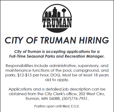 City of Truman Hiring 2-1-23